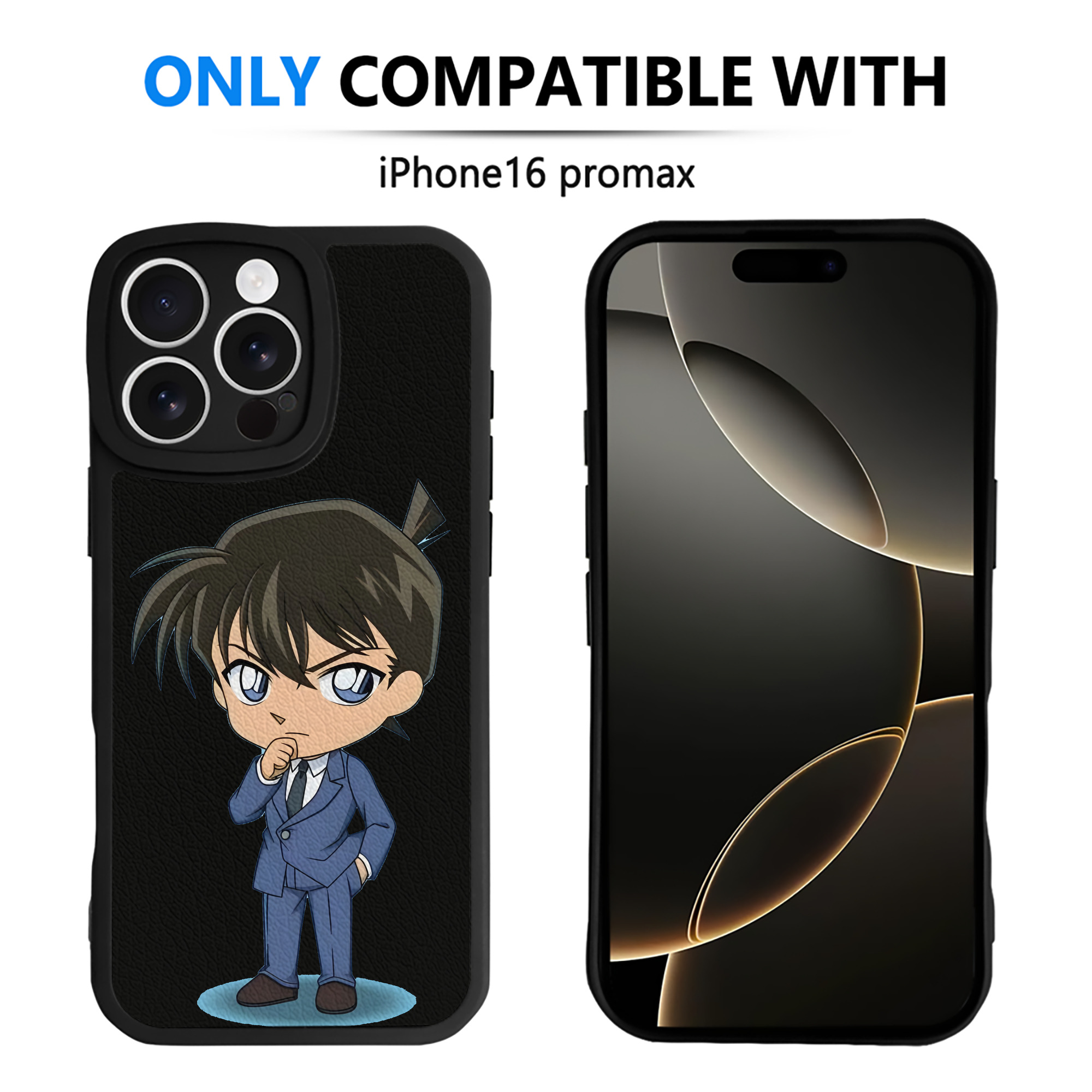 （画像用） 名探偵コナン 江戸川 コナン Detective Conan Conan Edogawa 【iPhone 16シリーズ対応】シリコンスマホケース（レザー調） 材質：シリコン